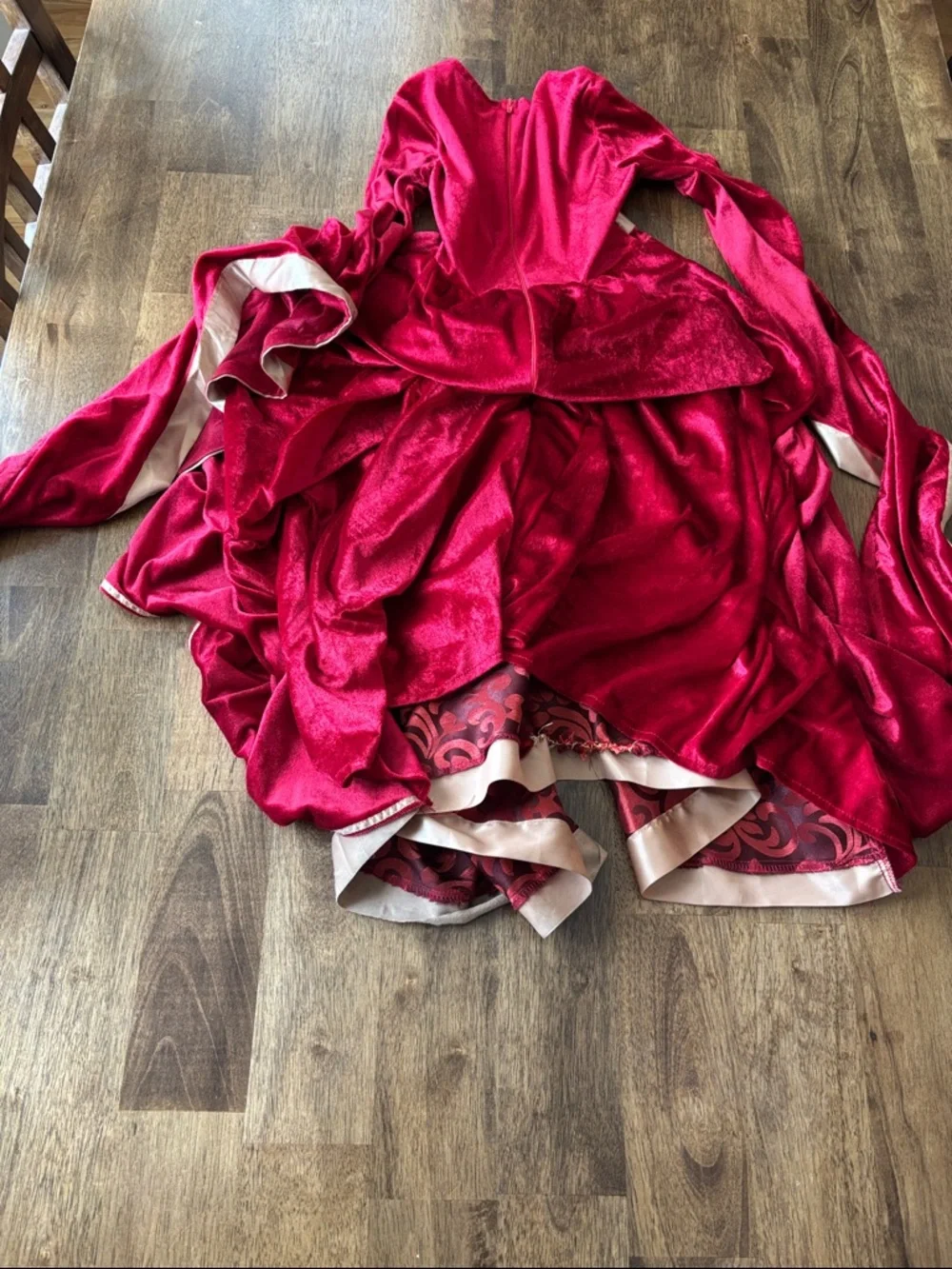 Girls Red Velvet Medieval Princess Halloween Costume with Gold Trim